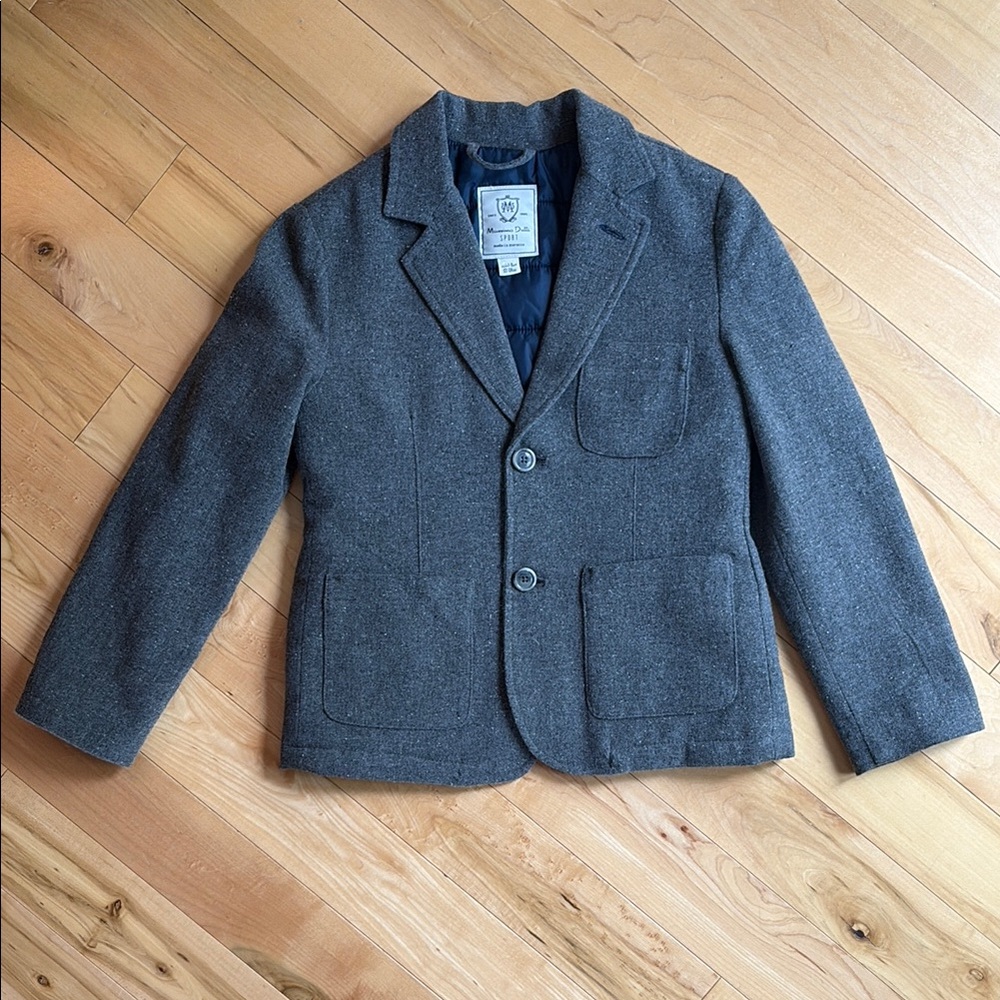Massimo Dutti SPORT - Boys size 7-8 grey wool blend insulated sport coat